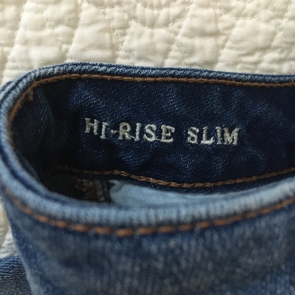 American Eagle AE Denim High Waisted Slim Jeans Destroyed Distressed 00 Short - Picture 6 of 9